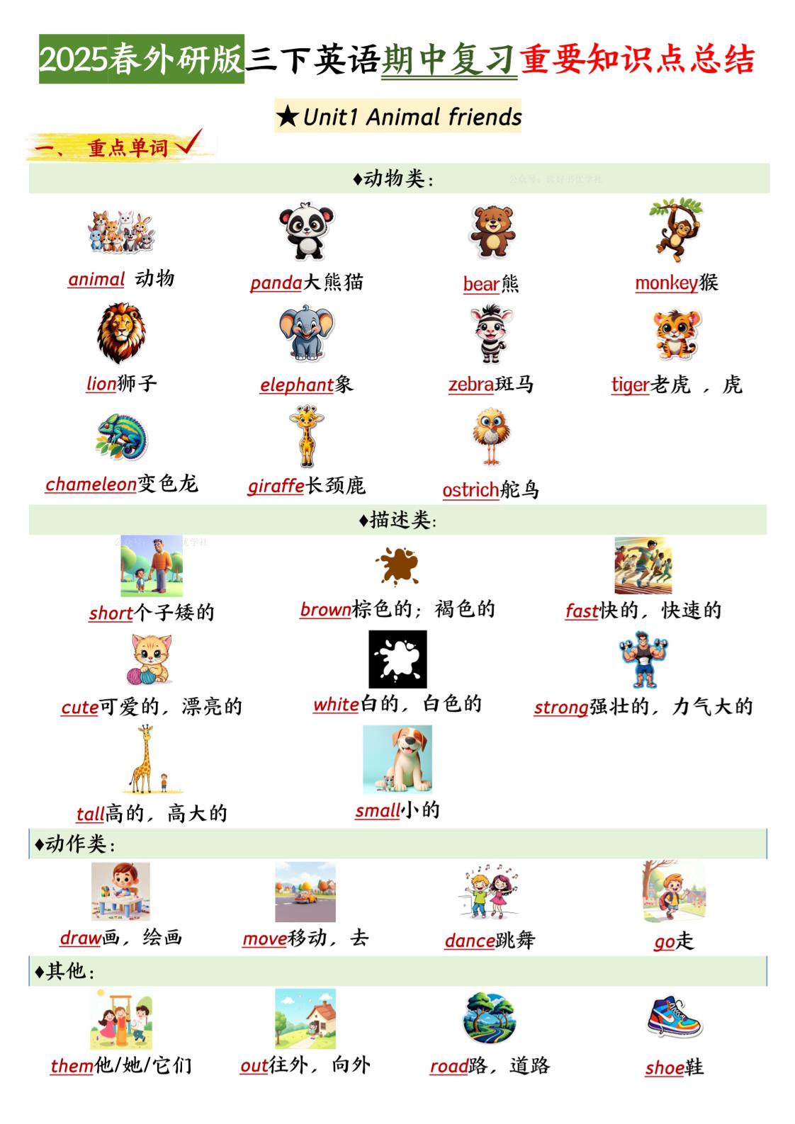 三下英语外研期中知识清单2_练习题|试卷|知识点|复习提纲