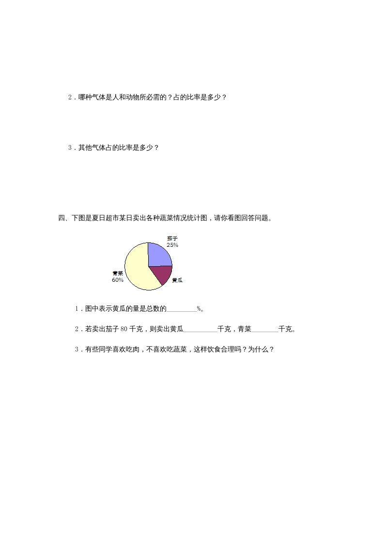 图片[2]_六年级数学上册7扇形统计图（人教版）_练习题|试卷|知识点|复习提纲