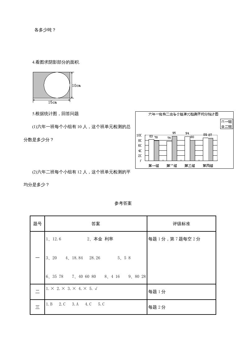 图片[3]_六年级数学上册期末练习(2)（北师大版）_练习题|试卷|知识点|复习提纲
