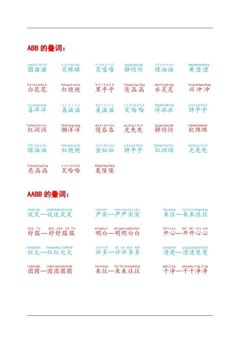 图片[2]_叠词积累_练习题|试卷|知识点|复习提纲