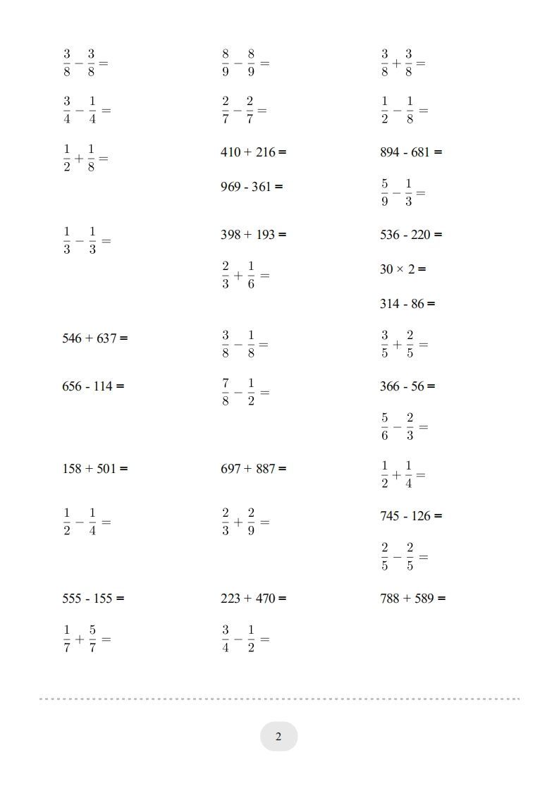 图片[2]_三年级数学上册口算题(【总复习】)1000题（人教版）_练习题|试卷|知识点|复习提纲