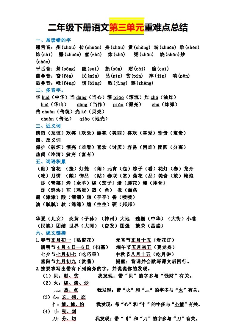 图片[3]_二下语文全册知识点_练习题|试卷|知识点|复习提纲