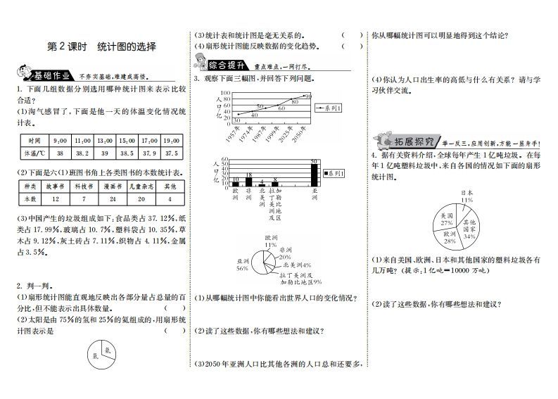 六年级数学上册5.2统计图的选择（北师大版）_练习题|试卷|知识点|复习提纲