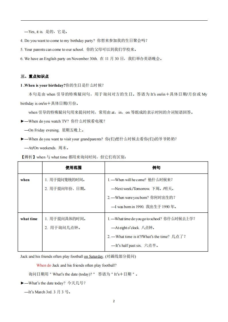 图片[2]_人教版英语七年级上Unit8Whenisyourbirthday？知识点__练习题|试卷|知识点|复习提纲