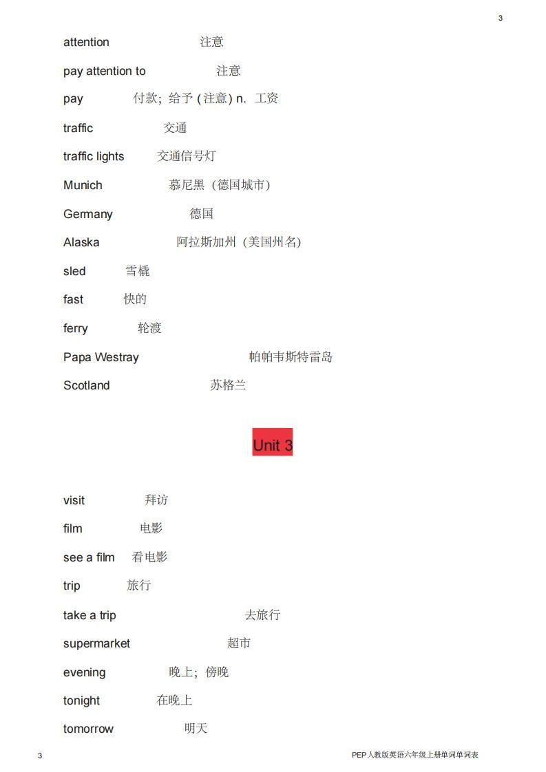 图片[3]_六年级英语上册单词表（人教版PEP）_练习题|试卷|知识点|复习提纲