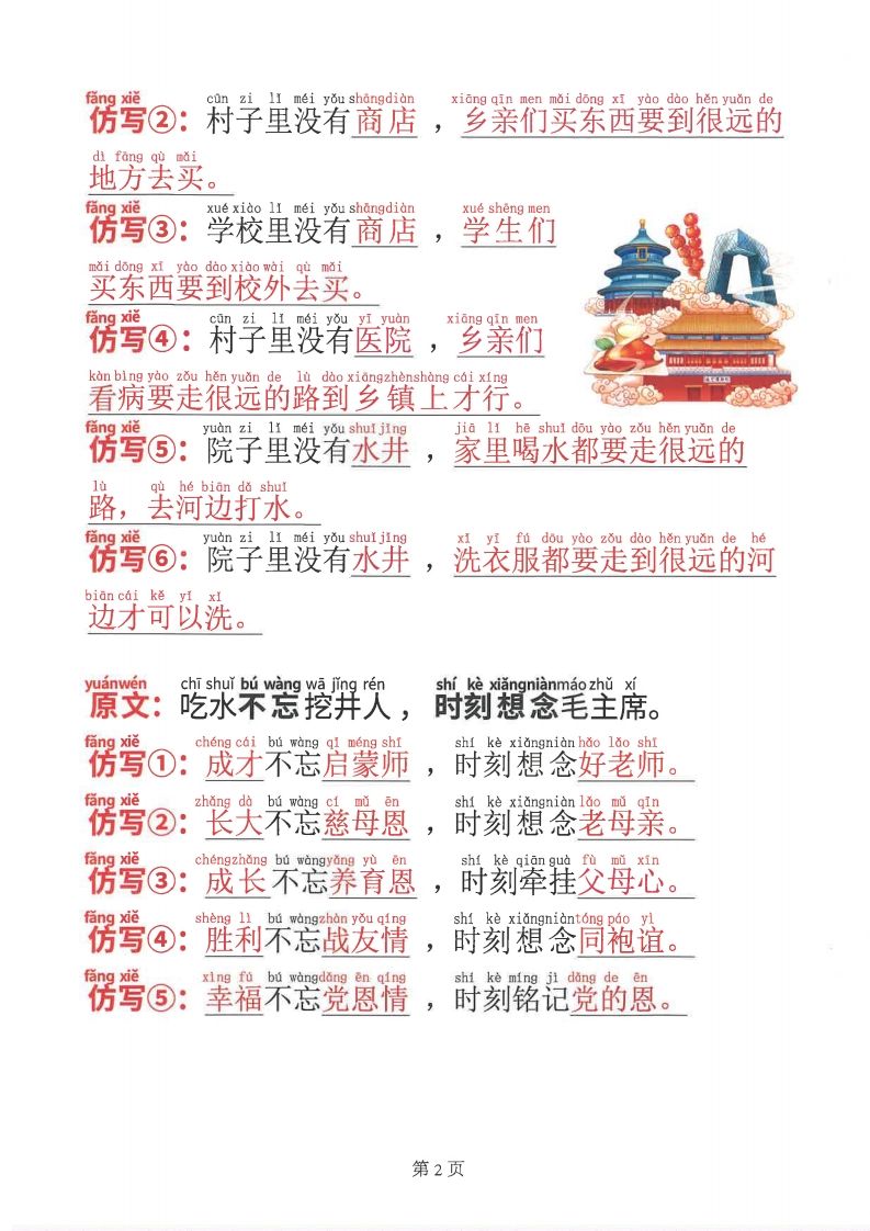 图片[2]_2025新一年级下册语文仿写句子_练习题|试卷|知识点|复习提纲