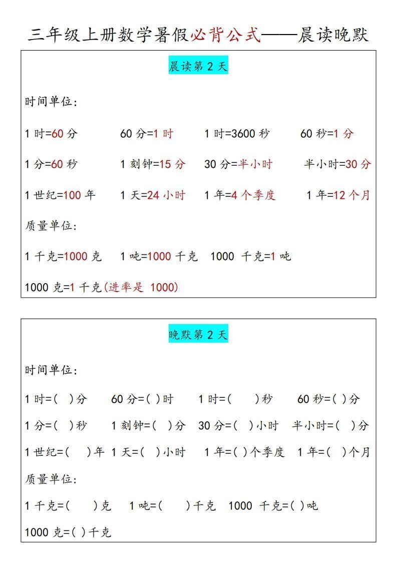 图片[2]_【三上】数学必背汇总_练习题|试卷|知识点|复习提纲