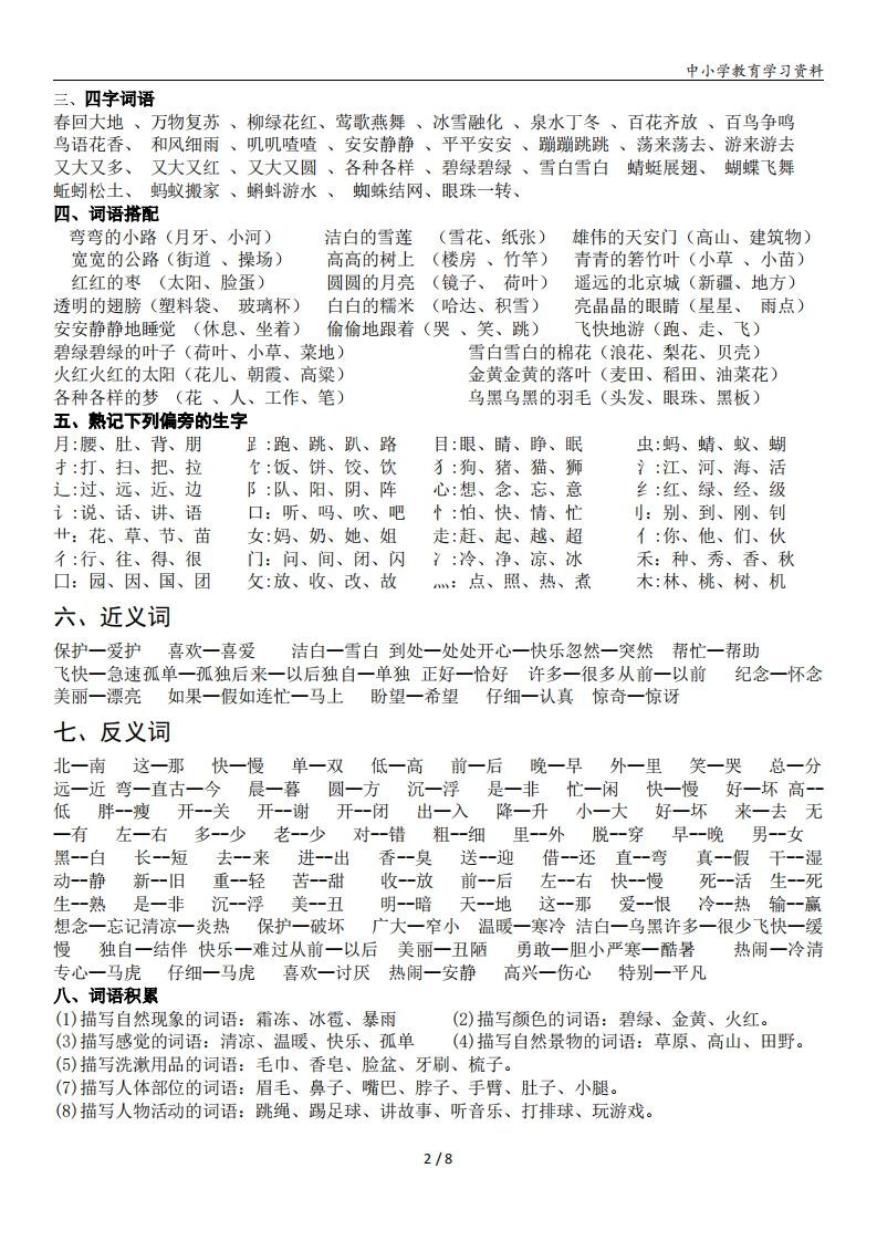 图片[2]_一年级语文下册复习资料(全面、经典)_练习题|试卷|知识点|复习提纲