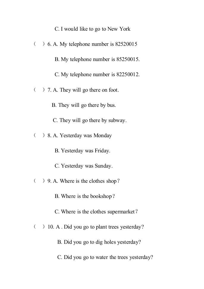图片[3]_六年级英语上册期末试卷1（人教版一起点）_练习题|试卷|知识点|复习提纲
