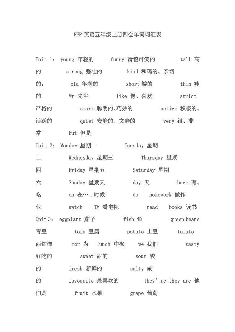 五年级英语上册PEP小学英语五年级上册复习要点提纲（人教版PEP）_练习题|试卷|知识点|复习提纲