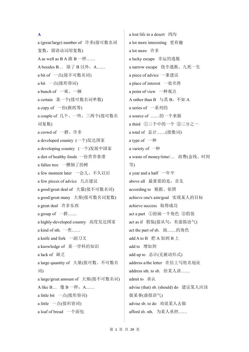 12-高中英语重点短语汇总_练习题|试卷|知识点|复习提纲