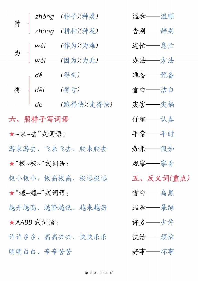图片[2]_【1-8单元汇总知识要点（26页）】二上语文_练习题|试卷|知识点|复习提纲