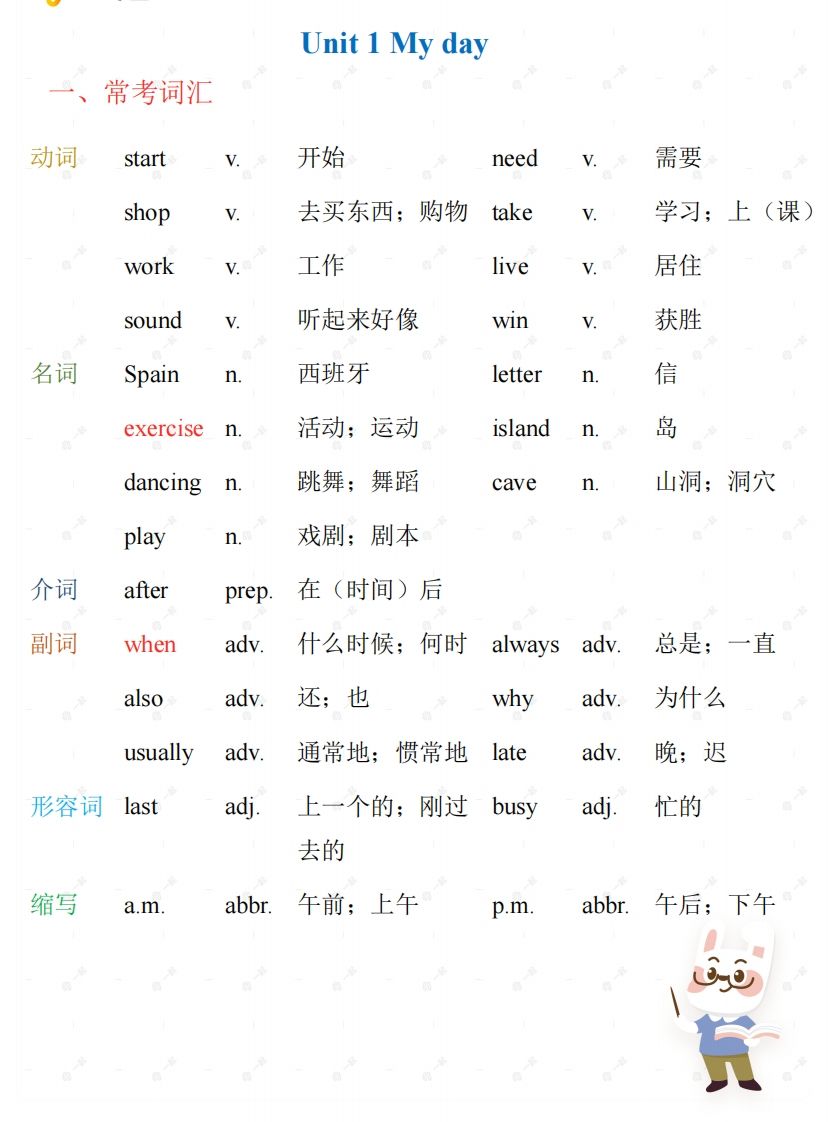 五年级下册英语PEP人教版知识梳理_练习题|试卷|知识点|复习提纲