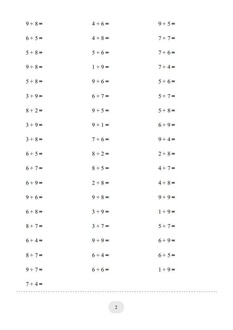 图片[2]_一年级数学上册（20以内的进位加法）1500题（人教版）_练习题|试卷|知识点|复习提纲