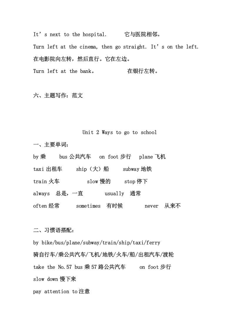 图片[3]_六年级英语上册知识点21页（人教版PEP）_练习题|试卷|知识点|复习提纲