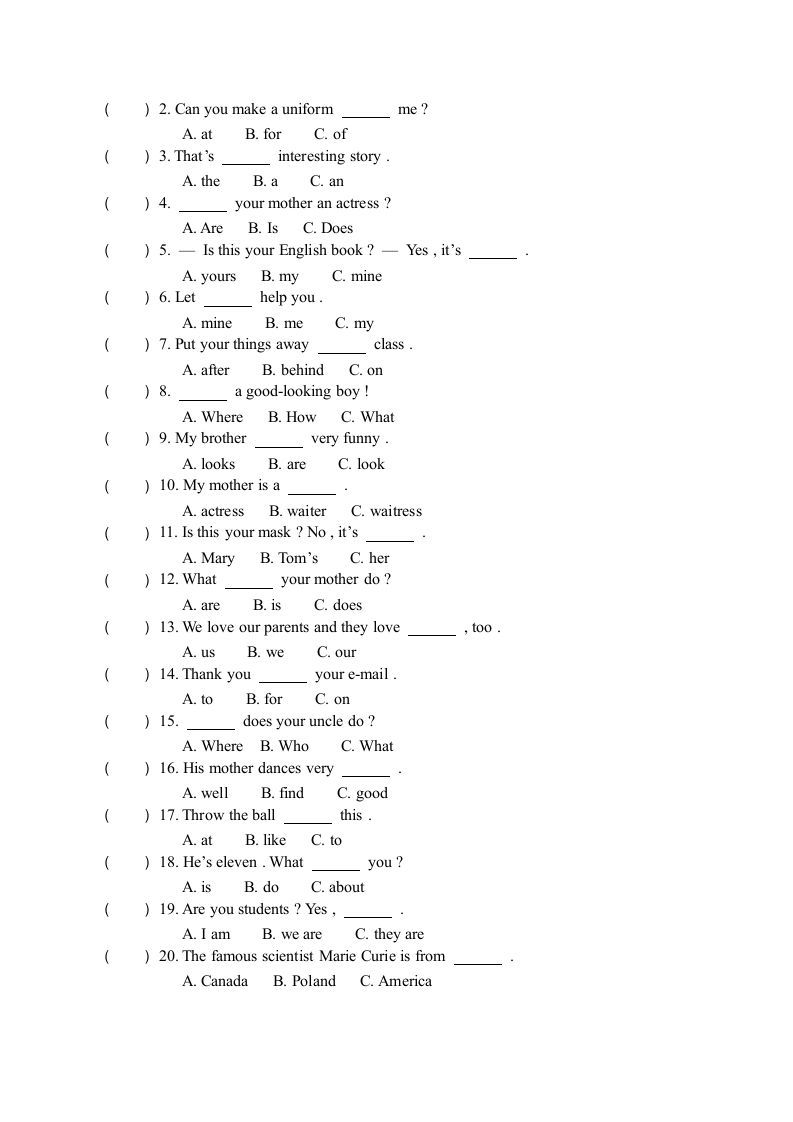 图片[2]_五年级英语下册期末测试卷7（人教PEP版）_练习题|试卷|知识点|复习提纲