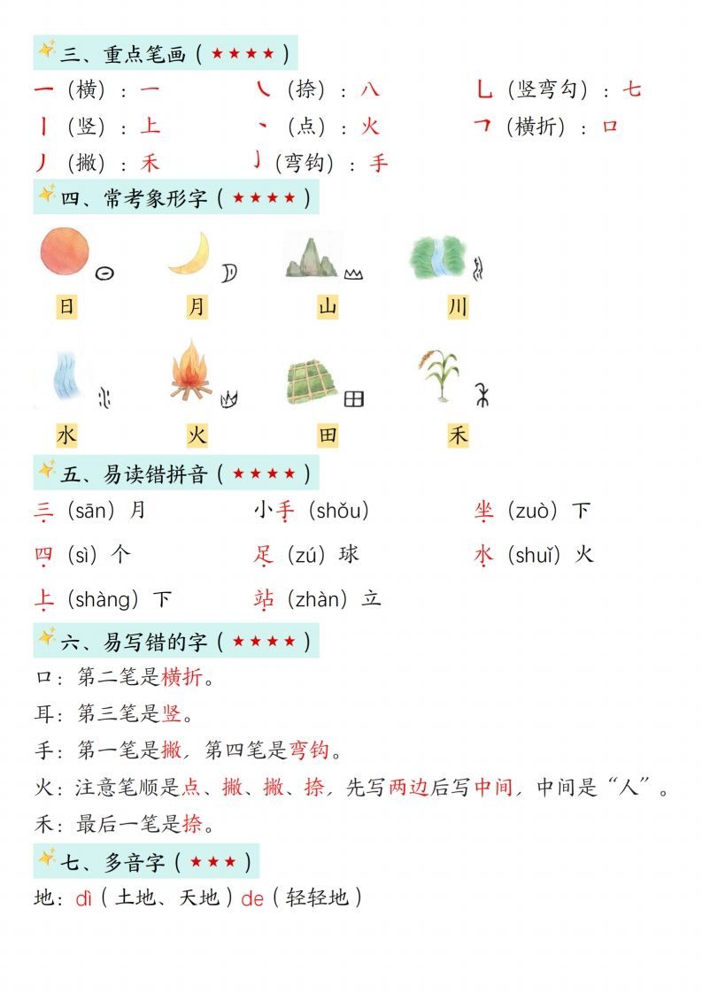 图片[2]_24新版一年级语文上册1-2单元知识点汇总_练习题|试卷|知识点|复习提纲