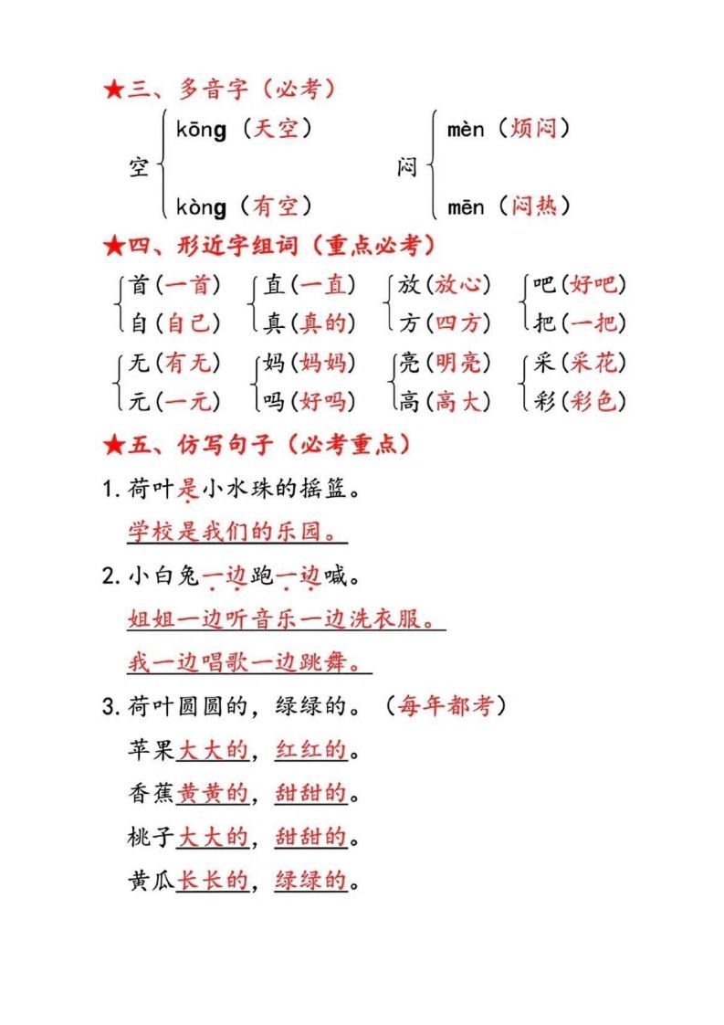 图片[2]_一下语文第六单元考点汇总_练习题|试卷|知识点|复习提纲