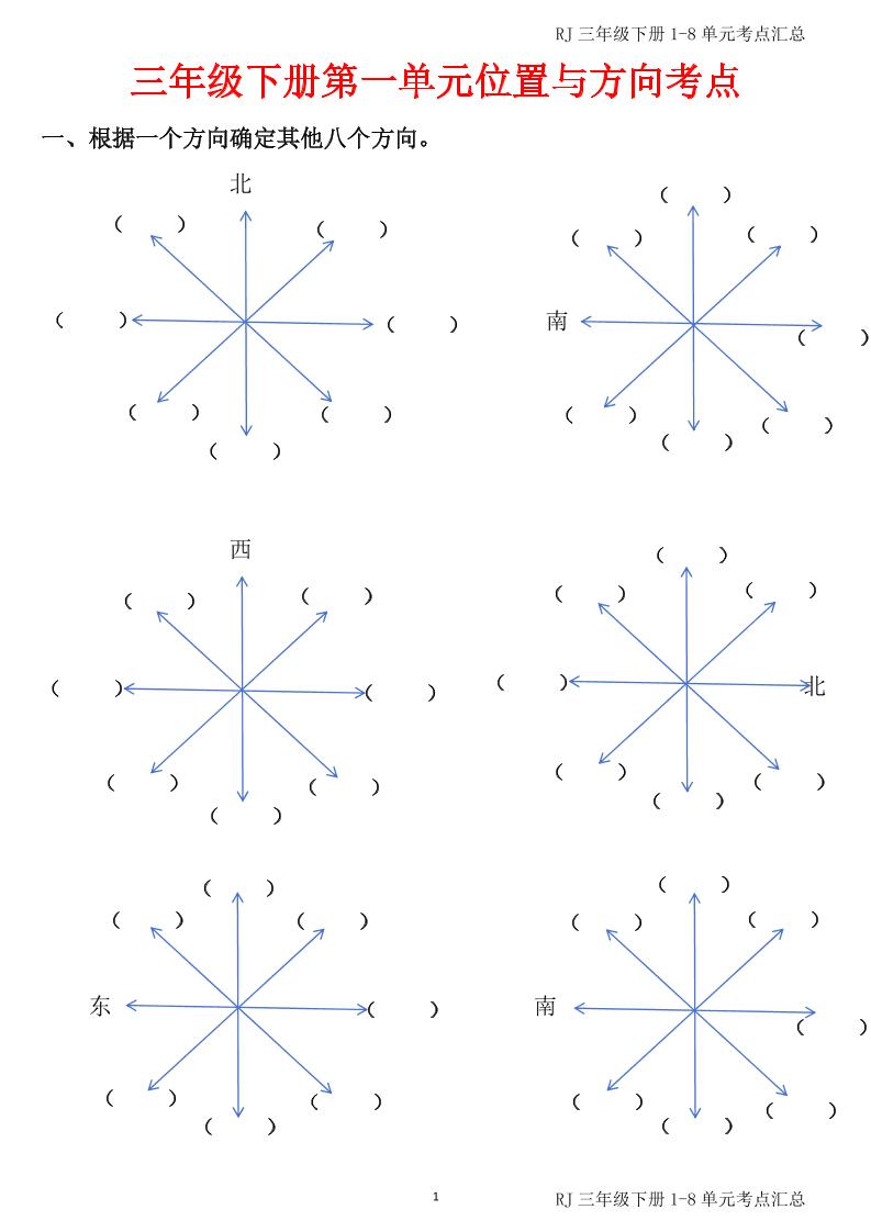 【1-8单元考点汇总】三下数学期末总复习_练习题|试卷|知识点|复习提纲