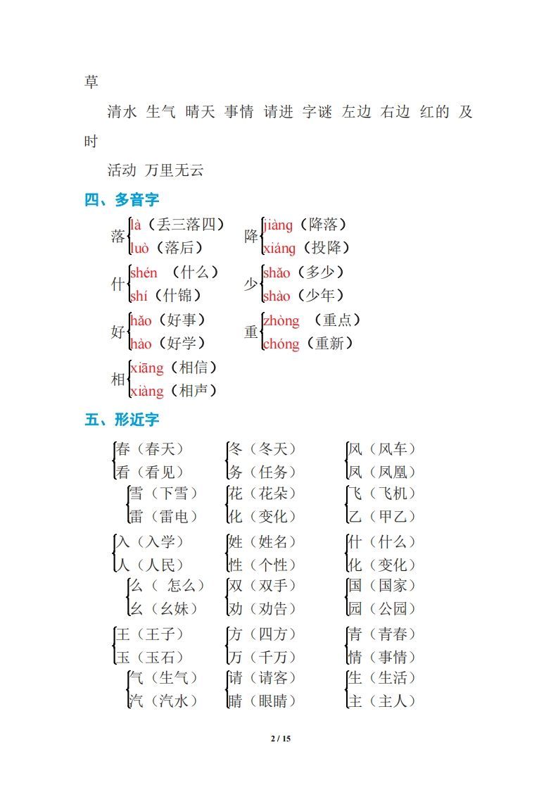图片[2]_语文一年级下册期中复习知识要点_练习题|试卷|知识点|复习提纲
