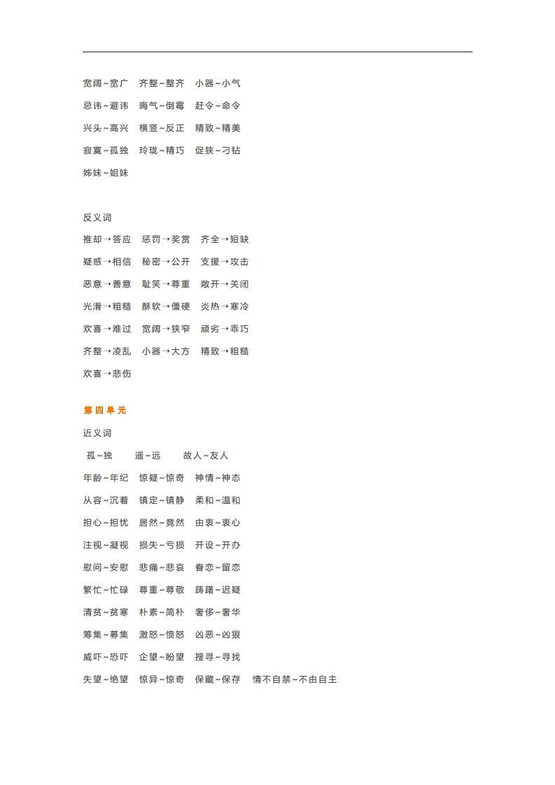 图片[2]_五年级语文下册近义词反义词汇总（部编版）_练习题|试卷|知识点|复习提纲