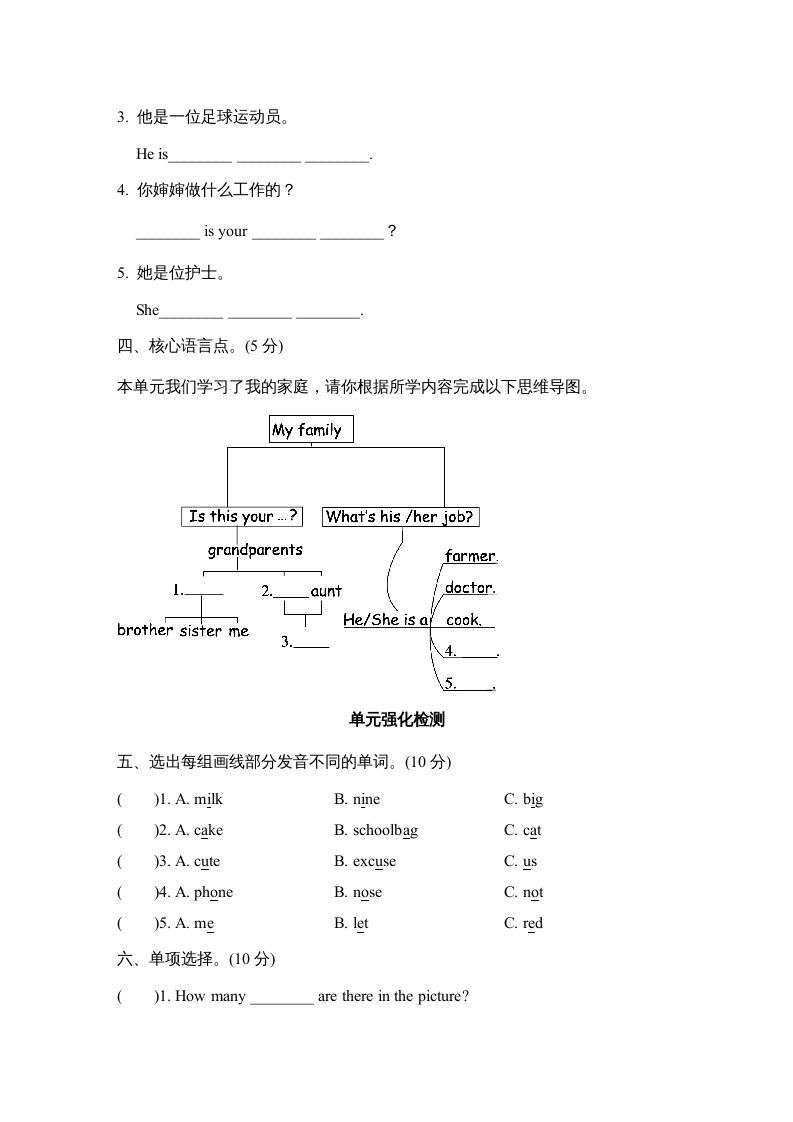 图片[2]_四年级英语上册Unit6单元知识梳理卷（人教PEP）_练习题|试卷|知识点|复习提纲