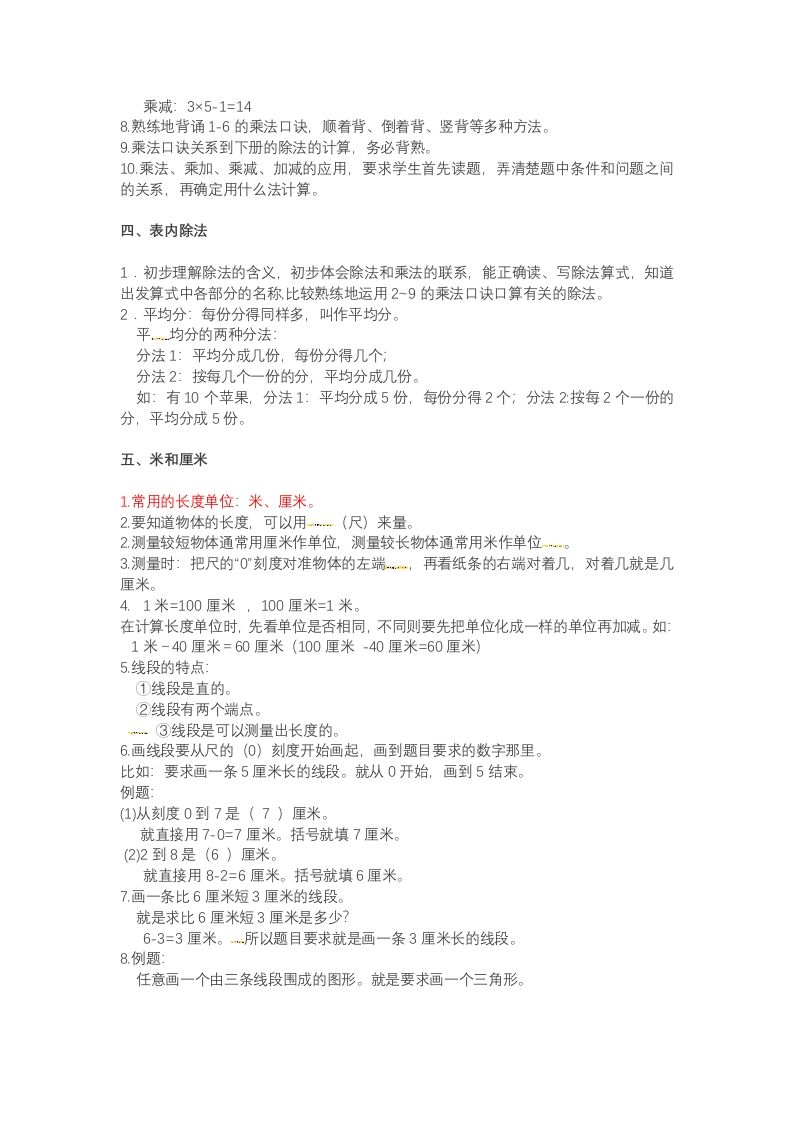 图片[2]_二年级数学上册知识点总结（苏教版）_练习题|试卷|知识点|复习提纲