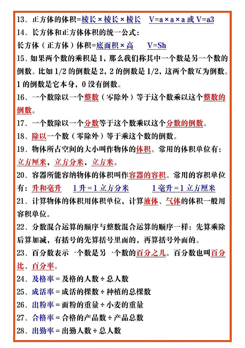 图片[2]_五年级数学下册必考重点公式（开学必背通用）_练习题|试卷|知识点|复习提纲