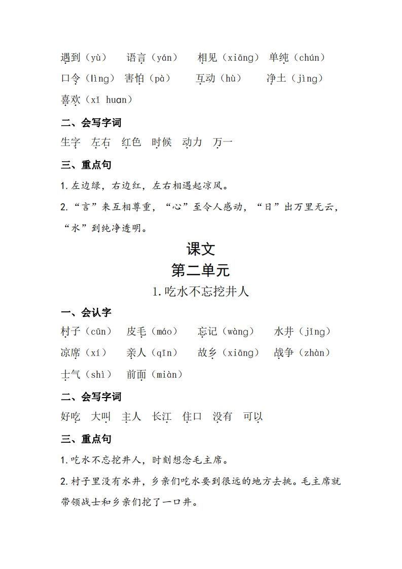 图片[3]_一下语每课+单元考点梳理汇总：常考+易错+积累19页_练习题|试卷|知识点|复习提纲