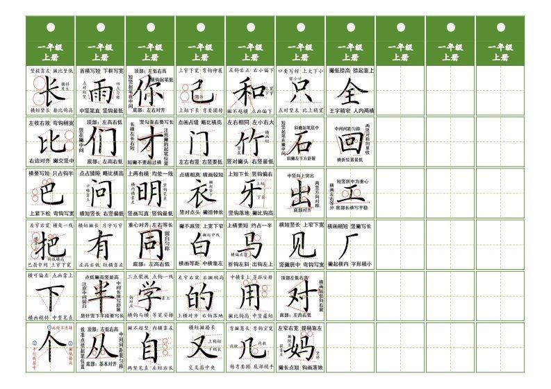 图片[2]_一年级上册语文同步精讲字卡（共6页）_练习题|试卷|知识点|复习提纲