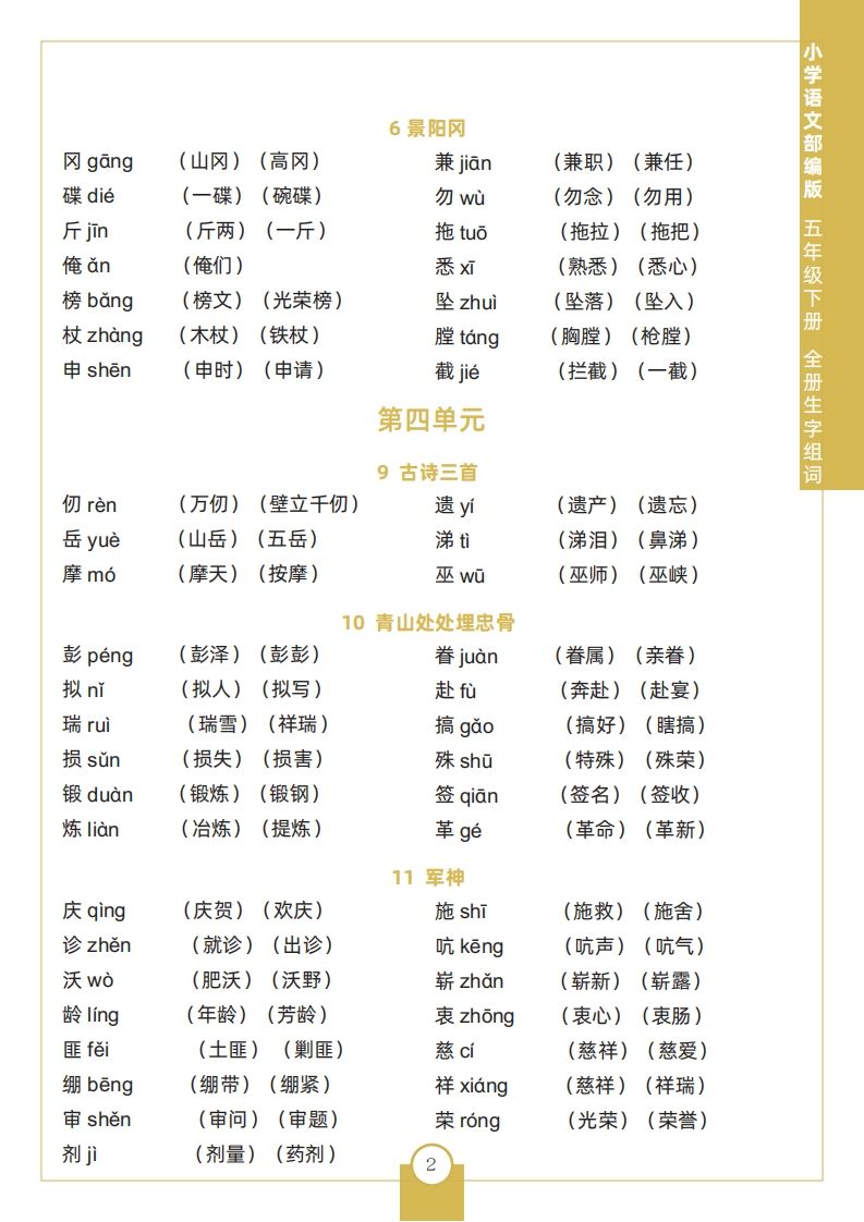 图片[2]_五下语文全册生字组词_练习题|试卷|知识点|复习提纲