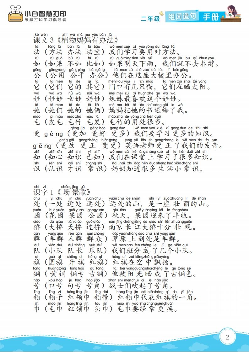 图片[2]_二年级语文上册组词造句手册最新版_练习题|试卷|知识点|复习提纲