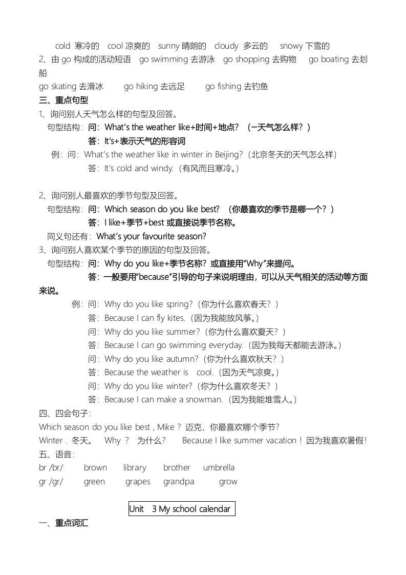 图片[3]_五年级英语下册单元知识点（人教PEP版）_练习题|试卷|知识点|复习提纲