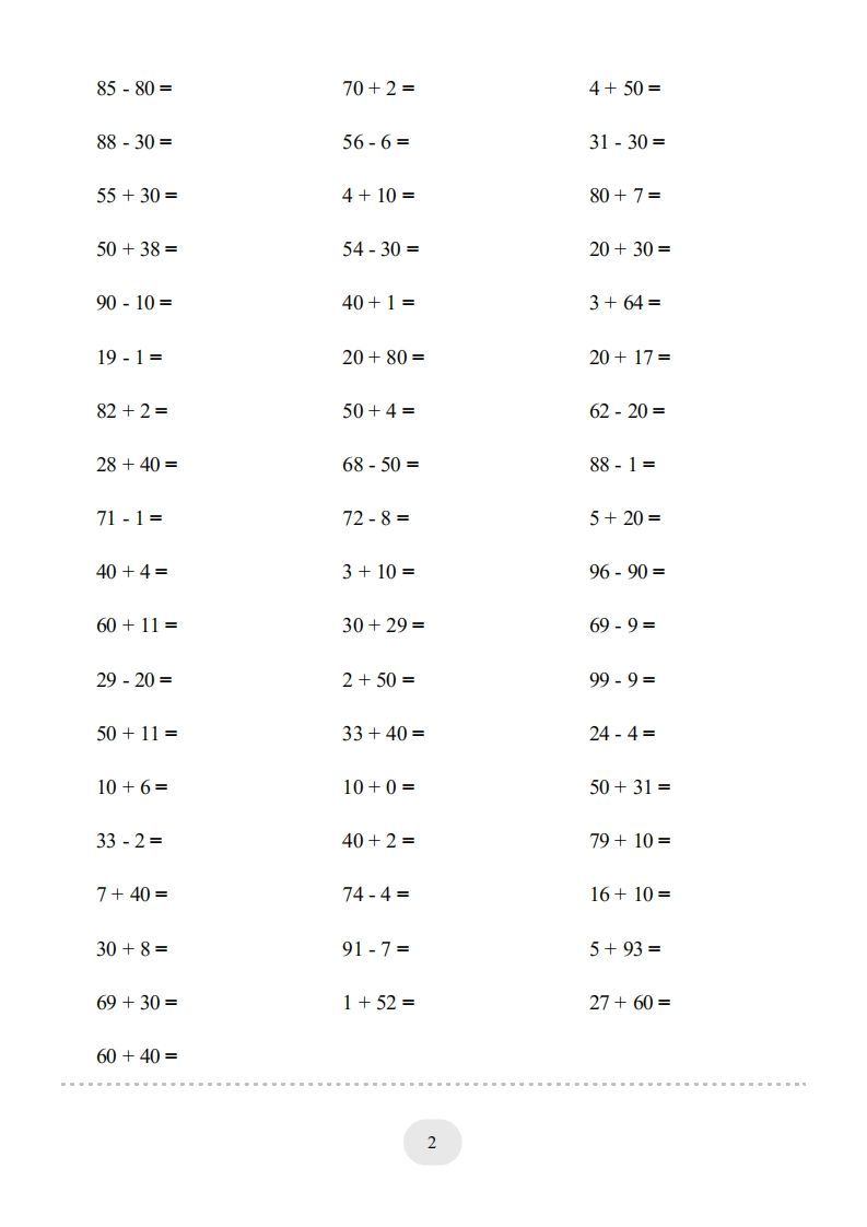 图片[2]_一年级数学上册（100以内的加减法(一)4000题2（人教版）(1)_练习题|试卷|知识点|复习提纲