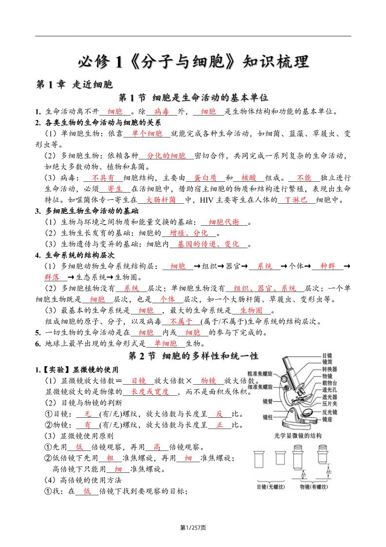 78-高考生物一轮复习新教材人教版高中生物知识点梳理总结_练习题|试卷|知识点|复习提纲