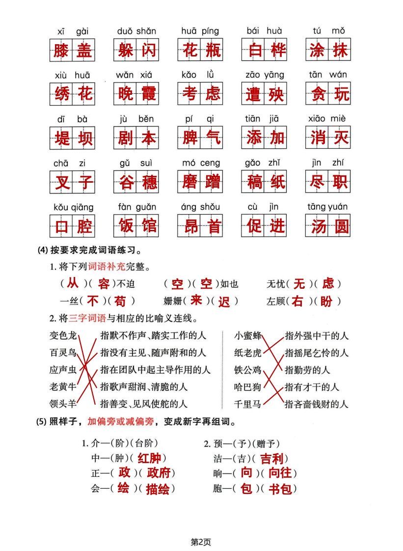 图片[2]_√四年级下册语文期中归类整合复习卷，考查内容1-4单元_练习题|试卷|知识点|复习提纲