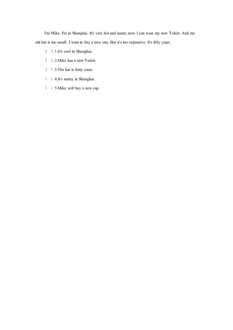 图片[2]_五年级英语上册Unit4习题第3课时（人教版一起点）_练习题|试卷|知识点|复习提纲