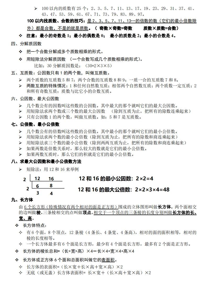 图片[2]_五下数学：知识点读背（通用）_练习题|试卷|知识点|复习提纲