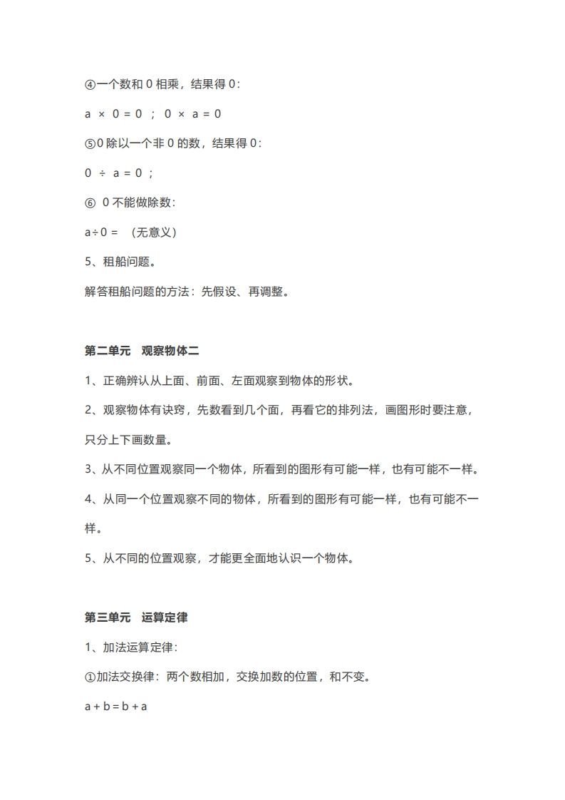 图片[3]_数学四年级下册必背知识点汇总_练习题|试卷|知识点|复习提纲