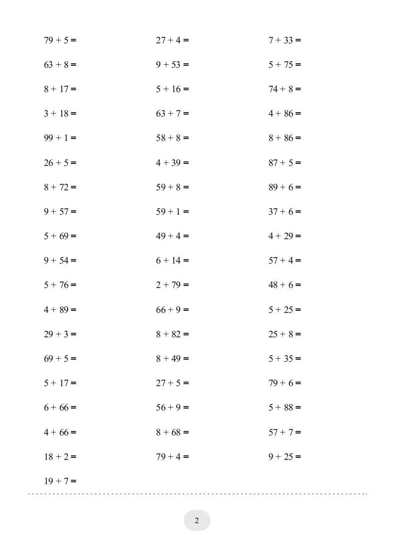 图片[2]_一年级数学下册(两位数加一位数（进位）1000题二（人教版）_练习题|试卷|知识点|复习提纲