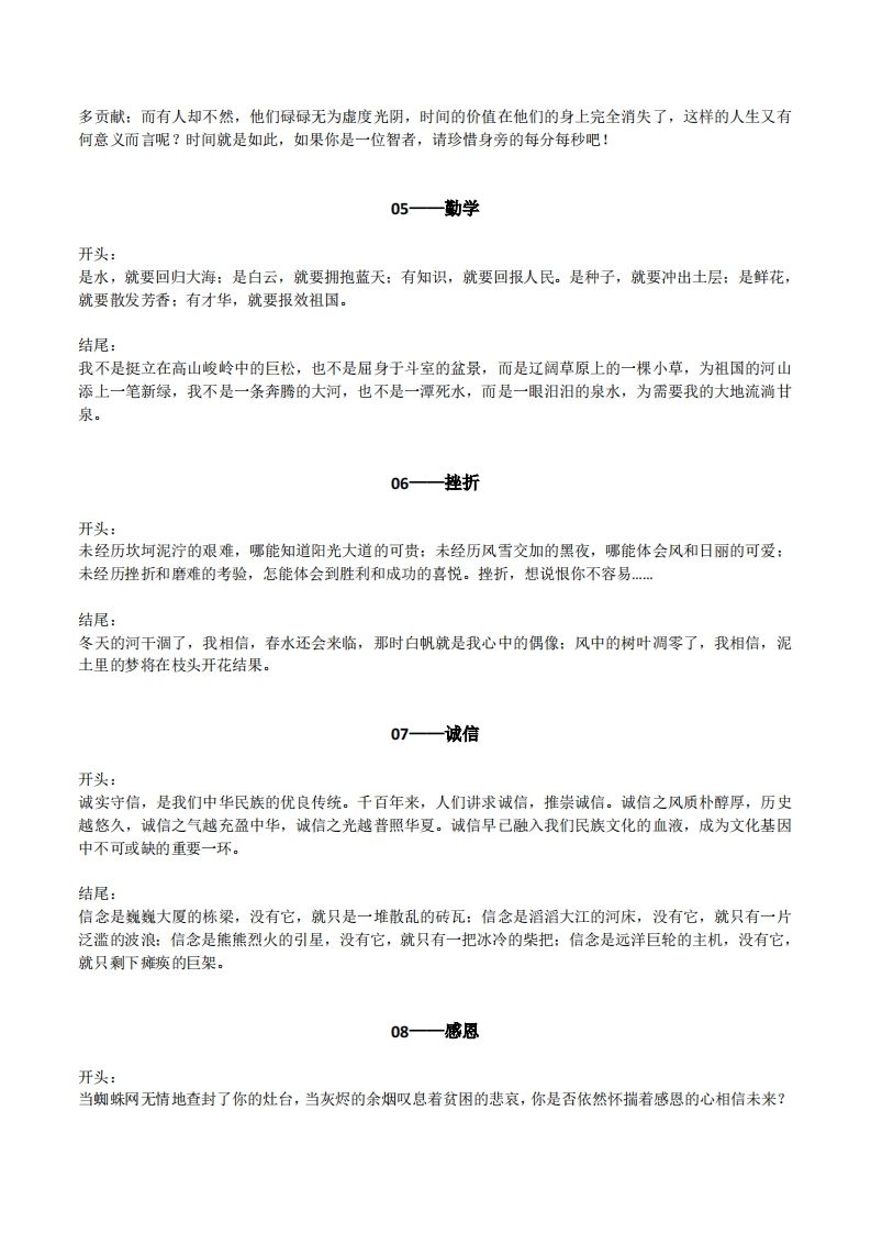 图片[2]_六下语文【作文素材】20类作文开头+结尾的优美段落_练习题|试卷|知识点|复习提纲