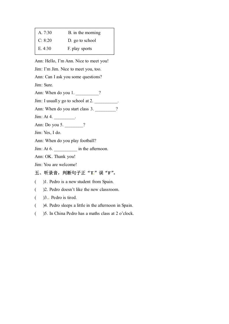 图片[2]_五年级数学下册英语同步听力训练-Unit1MydayPartA人教PEP版_练习题|试卷|知识点|复习提纲