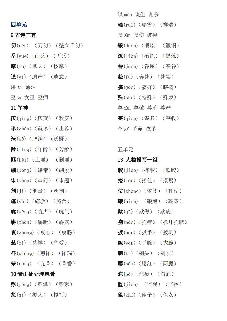 图片[2]_五下语文：《生字注音、组词》_练习题|试卷|知识点|复习提纲