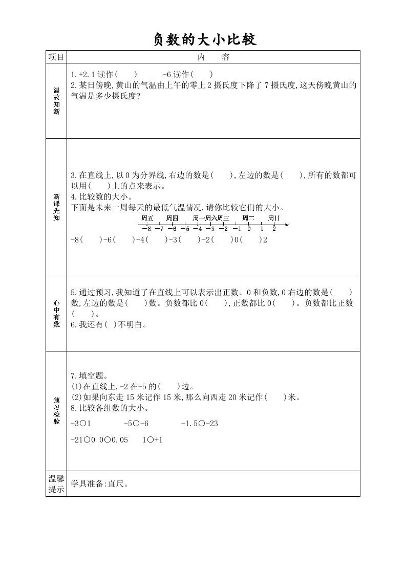 图片[2]_六年级数学下册全册学生课前预习单（人教版）_练习题|试卷|知识点|复习提纲