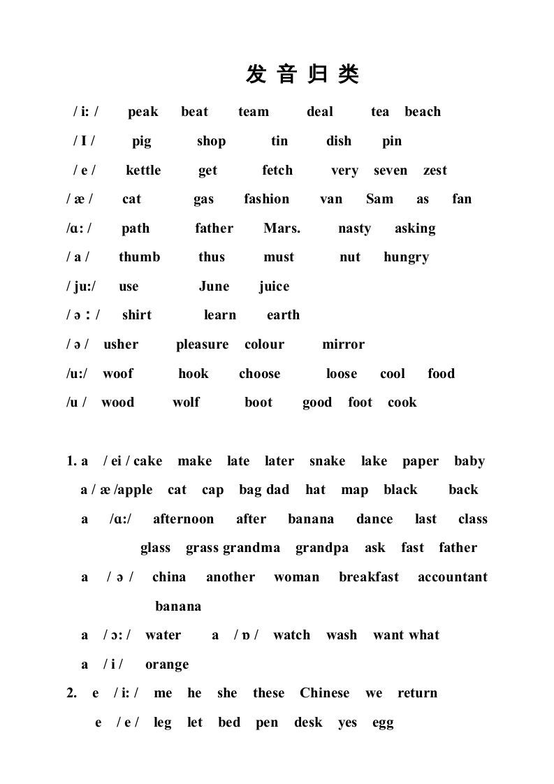 六年级英语上册音标复习资料（人教版PEP）_练习题|试卷|知识点|复习提纲
