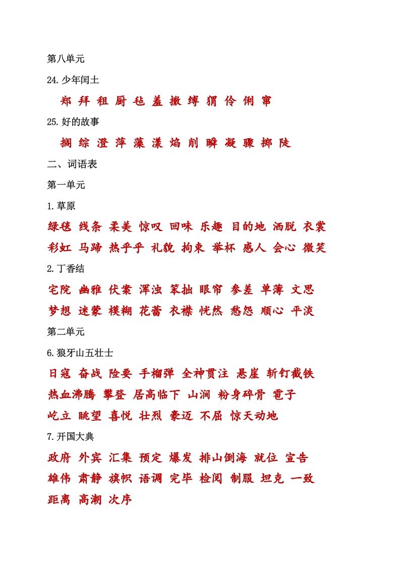 图片[3]_六年级语文上册（）课本内生字词汇总（部编版）_练习题|试卷|知识点|复习提纲