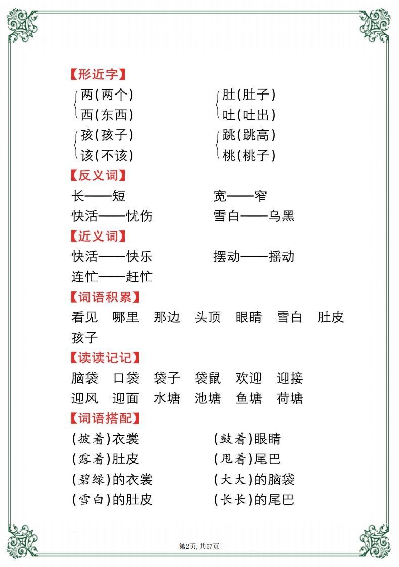 图片[2]_【考点总梳理57页】二上语文_练习题|试卷|知识点|复习提纲
