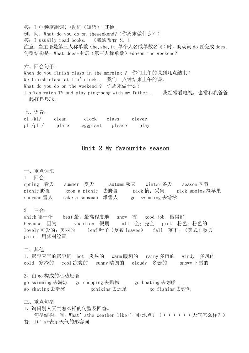 图片[2]_五年级英语下册五英下知识点21页（人教PEP版）_练习题|试卷|知识点|复习提纲