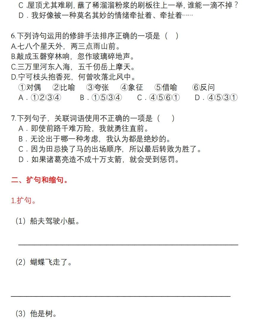 图片[2]_5年级句子专项练习_练习题|试卷|知识点|复习提纲