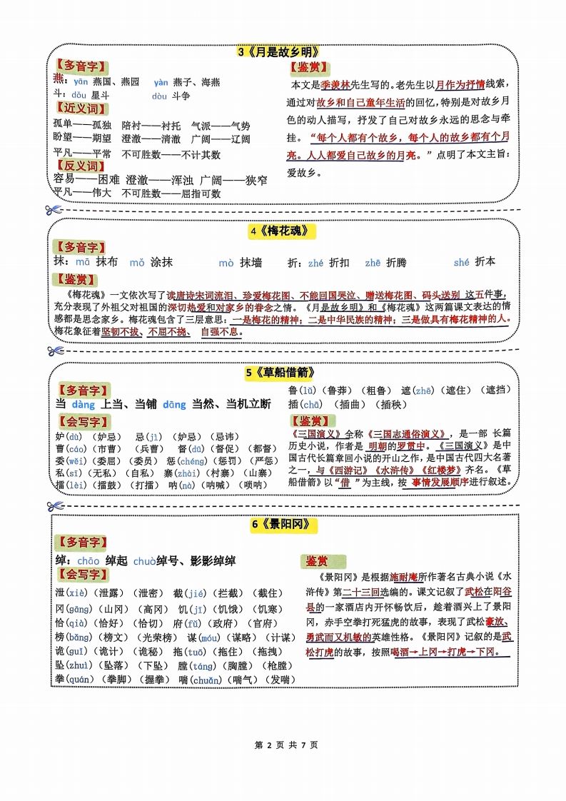 图片[2]_五年级下册语文彩色一课一贴7页_练习题|试卷|知识点|复习提纲